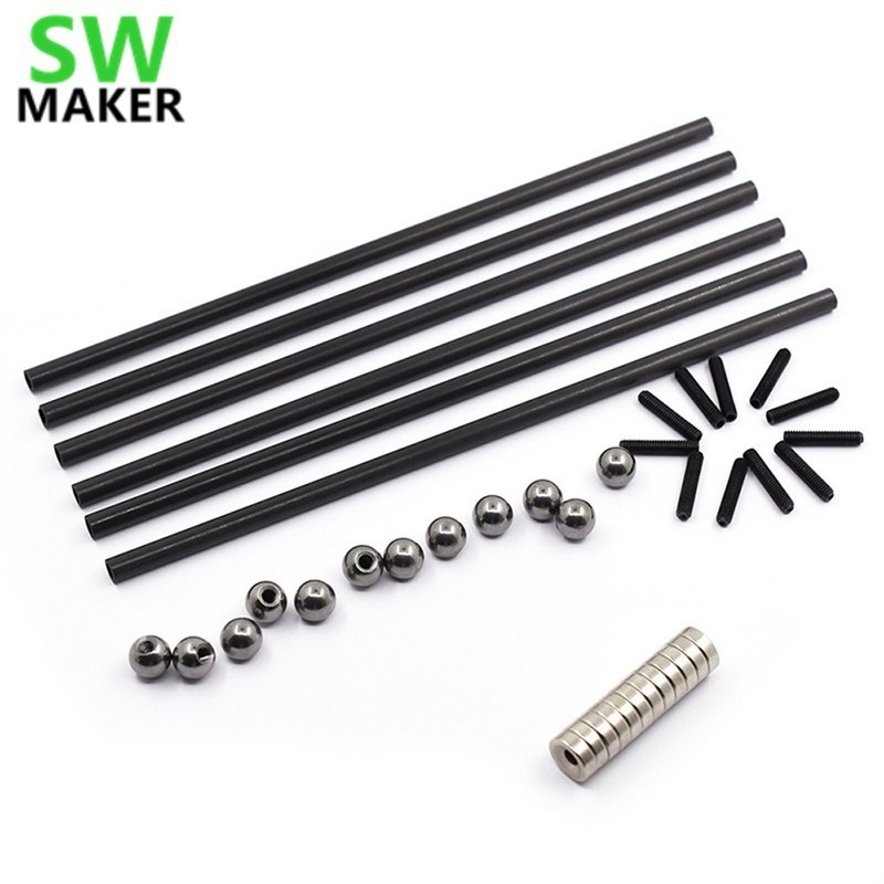 Delta Kossel K800 200mm 4x6MM Carbon Rod kit + K800 Round Screw Ball +Round Magnetic Bracket for 3D 