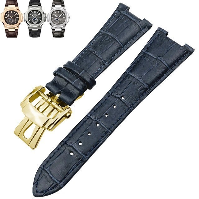 สําหรับ Patek Philippe Nautilus Series สายนาฬิกาหนังวัวแท้ 25 มม.Cowhide 5711 5712G 5980 สําหรับผู้ชายพรีเมี่ยมสายนาฬิกา