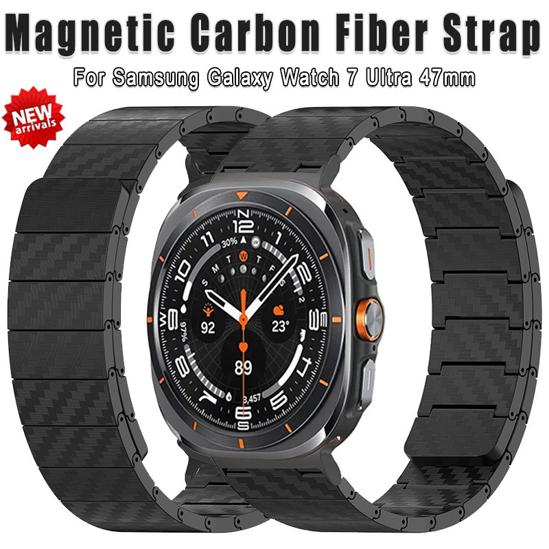 สายรัดคาร์บอนไฟเบอร์แม่เหล็กสําหรับ Samsung Galaxy Watch 7 Ultra 47mm Solo Loop สร้อยข้อมือสําหรับ Galaxy Watch Ultra สายรัดข้อมือ