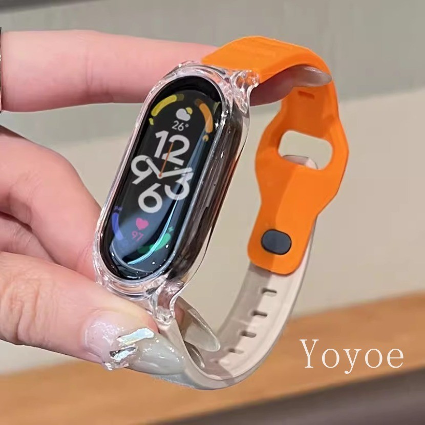 สายรัดสําหรับ Xiaomi Mi Band 9 8 7 NFC ซิลิโคน Breathe เปลี่ยนสร้อยข้อมือสําหรับ Mi Band 5 6 4 3 สายรัดข้อมือ Correa อุปกรณ์เสริม