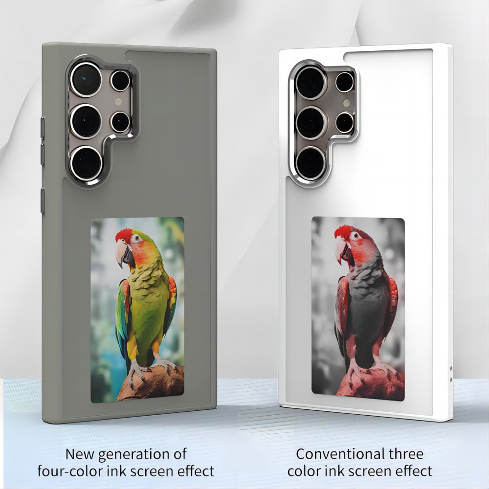 ใหม่-tech NFC ฟังก์ชั่น E-ink เคสโทรศัพท์สําหรับ Samsung S23 ultra/S24 ultra/S25 ultra DIY สี่สีหน้าจอเกียร์ไร้สาย
