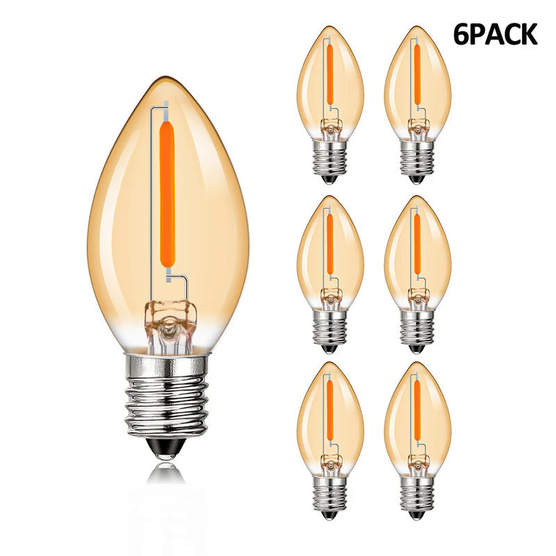 6pcs Vintage Candle Led Bulb E14 E12 0.5W C7 Decorative Warm White Lava Light Lamp Replacement Led  