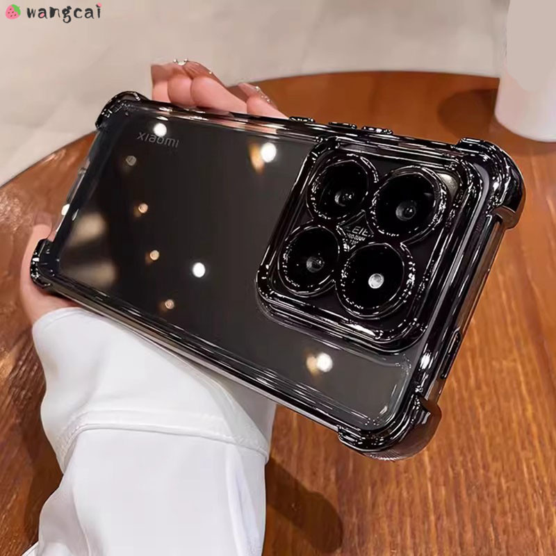 สําหรับ Xiaomi Poco C65 C55 F6 F5 X6 X3 M6 M2 Pro NFC F3 เคสโทรศัพท์พร้อมกล้องเลนส์ฟิล์มชุบเงา Shining ง่ายโปร่งใสสี่มุมถุงลมนิรภัยกันกระแทกปลอกอ่อนกรณีปก