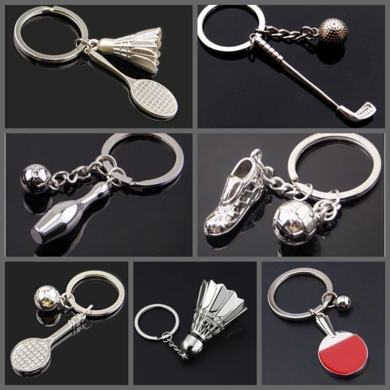 Creative Sporting Ball Key Chain โบว์ลิ่งกอล์ฟฟุตบอลแหวนกุญแจแบดมินตันแฟนกีฬากระเป๋าเป้สะพายหลังเครื่องประดับรถของขวัญการแข่งขัน