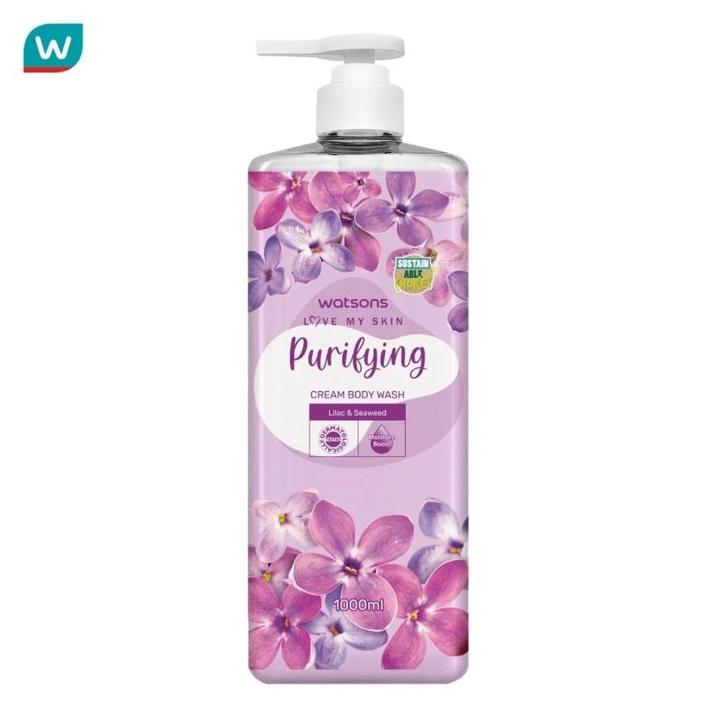 Watsons วัตสัน เลิฟ มาย สกิน เพียวริฟายอิ้ง ครีม บอดี้ วอช 1000มล.