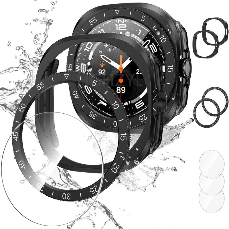 สําหรับ Samsung galaxy watch 7 ultra case + แหวน bezel + ฟิล์มกันรอยหน้าจอกระจกนิรภัยสําหรับ galaxy 