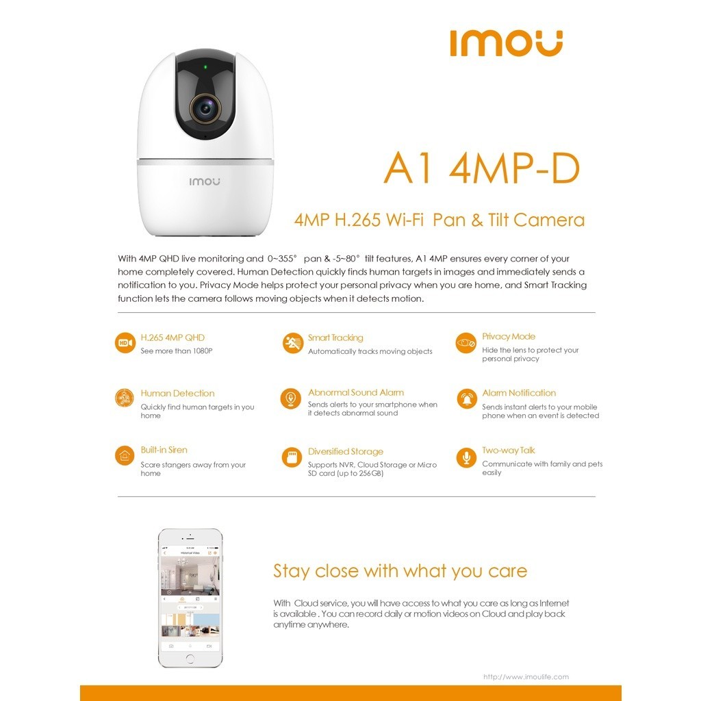 คมชัด IMOU กล้องวงจรปิด 2MP / 4MP รุ่น CUE 2 / A22EP-G-V2 (A1) / IPC-TA22CP-L / A22EP-G-V3 (A2) / A1
