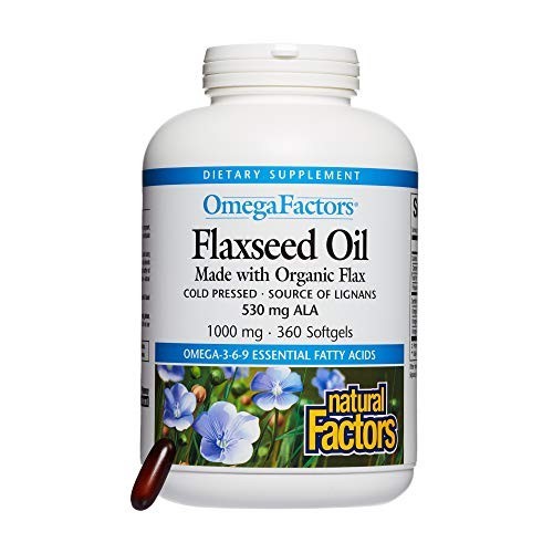 Omega Factors โดย Natural Factors, Flaxseed Oil, รองรับสุขภาพโดยรวมด้วย Omega-3, 6 และ 9 Fatty Acids