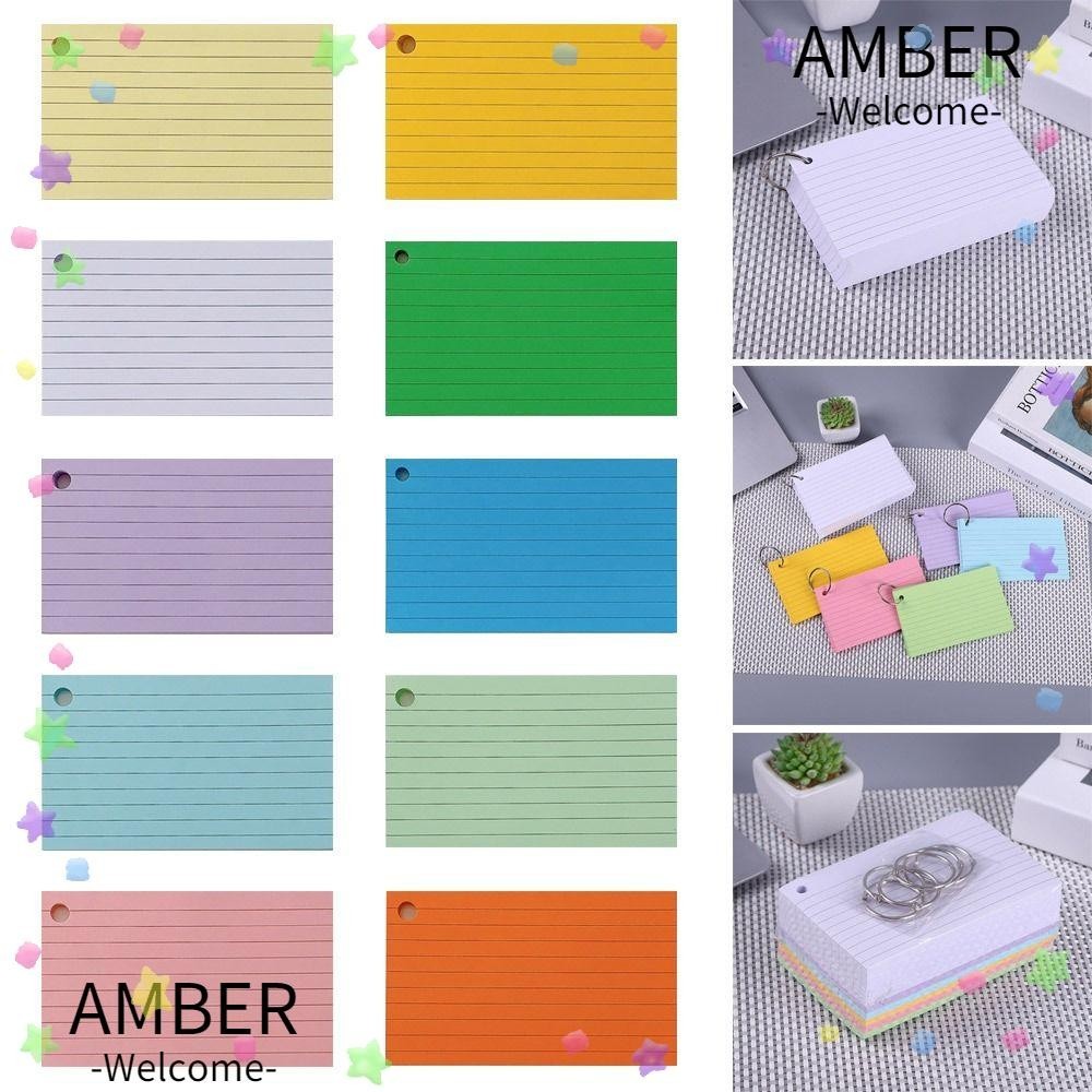 Amber Binder Memo Book, Loose-Leaf แนวนอน Line Loose-Leaf Index Cards แบบพกพาพร้อมฝาปิดการ์ด Revision สองด้าน Study