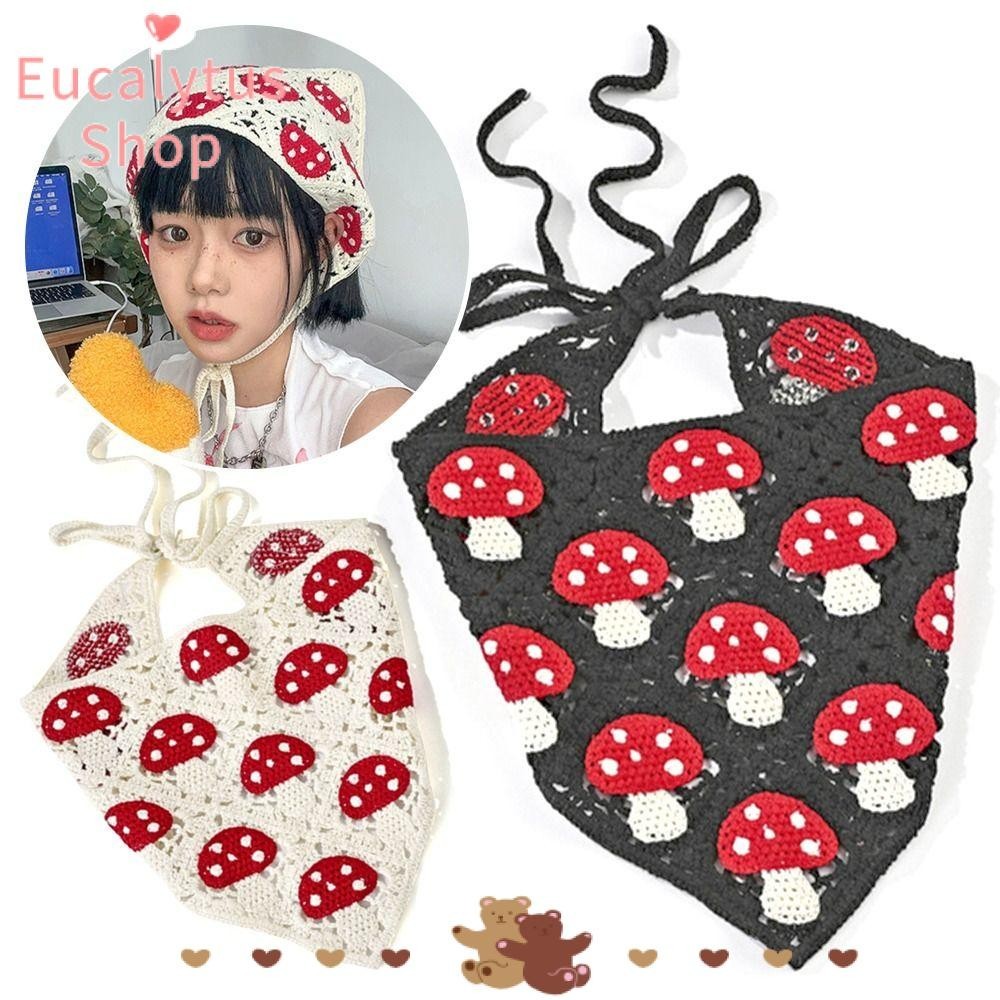 Eucalytus1 ที่คาดผม ผ้าพันคอ ผ้าโพกหัว ทรงสามเหลี่ยม ลายเห็ด