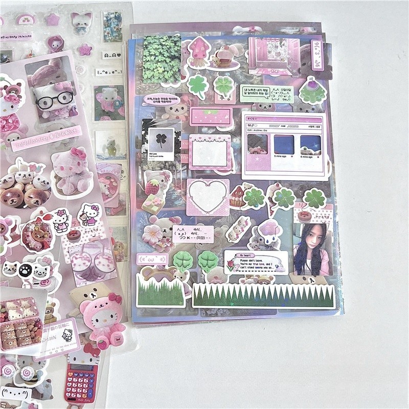 Steve 4 ชิ้นสุ่ม Star Glitter สติกเกอร์ Y2K Senbeier สติ๊กเกอร์ตกแต่งซีรีส์ Clover Kitty