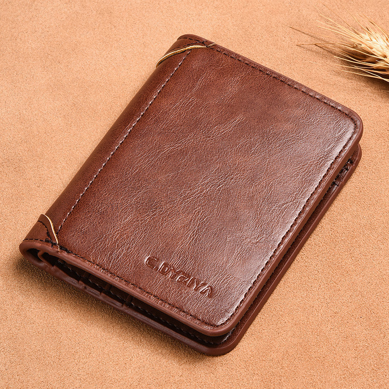 Dompet Lelaki Kulit Anti RFID ผู้ถือบัตร PULeather กระเป๋าสตางค์ผู้ชายแฟชั่นขนาดเล็ก Bi-fold กระเป๋าสตางค์สําหรับชายสีดําสีของขวัญวันเกิดการเดินทาง 2024