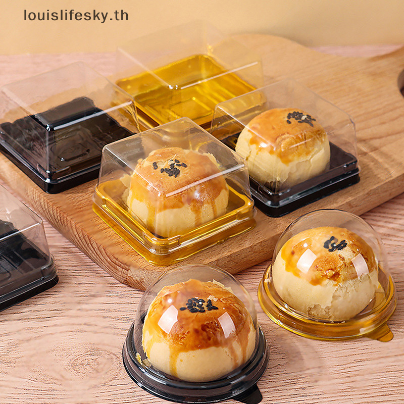 Llth 10 ชิ้นพลาสติกใส Mini Cupcake กล่องมัฟฟิน Pod โดมมัฟฟินคอนเทนเนอร์กล่องสําหรับงานแต่งงานวันเกิดขนมเบเกอรี่ตกแต่งร้อน