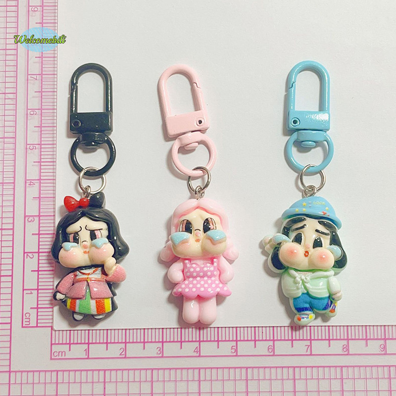 [ยินดีต้อนรับ] น่ารักร้องไห้สาวพวงกุญแจการ์ตูนกระเป๋าเป้สะพายหลังตกแต่งแฟชั่นสาวนักเรียนพวงกุญแจแหวนเครื่องประดับของขวัญใหม่