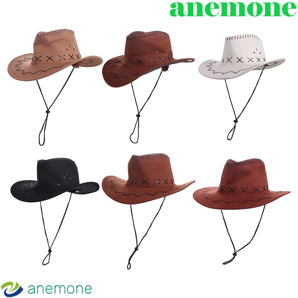 Aimeone Western หมวกคาวบอยปรับแฟชั่นสาวหมวกม่านบังแดดพร้อม Drawstring สําหรับผู้หญิงผู้ชาย Knight หมวก