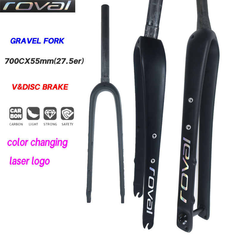 Roval คาร์บอนส้อมกรวดส้อม Cyclocross คาร์บอนจักรยานส้อมด้านหน้า 700C * 55C 1-1/8 "ตรง/Taper Tube Disc เบรค