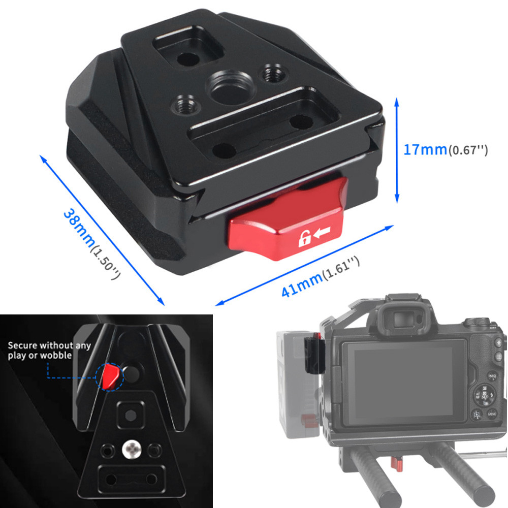 Xt-xinte อลูมิเนียม V-Lock แบตเตอรี่แผ่นยึด Clamp Quick Release Mount สําหรับขาตั้งกล้อง Gimbal Vlog กล้อง DSLR Bracket
