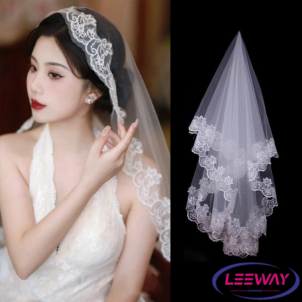 LW ผ้าคลุมเจ้าสาว งานแต่งงาน  ปาร์ตี้สละโสด ชุดธีมเจ้าสาว bridal veil – โปรปัง