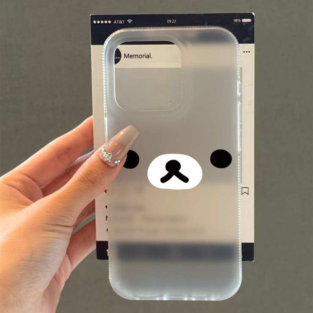 Rilakkuma Emoticon เหมาะสําหรับ Apple 15/14/13pro เคสโทรศัพท์ 12/11 Shock-proof xr/xs นุ่ม 7/8 P รูขนาดใหญ่ Frosted เคสโทรศัพท์