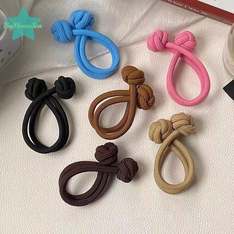 [BigHouseSea] ยางรัดผมหางม้าสูงยางยืดหยุ่นปมจีนเชือกผม Scrunchies ผม Tie ง่ายผูกปมหัวเชือกสําหรับผู้หญิงตกแต่งของขวัญใหม่