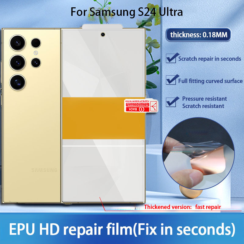 สําหรับ Samsung S24 Ultra S24 Plus S23 FE S23 S22 Ultra Plus ตําแหน่งรอยขีดข่วนอัตโนมัติ Fix In Seconds EPU Clear Hydrogel ฟิล์มหน้าจอด้านหน้า Soft Protector