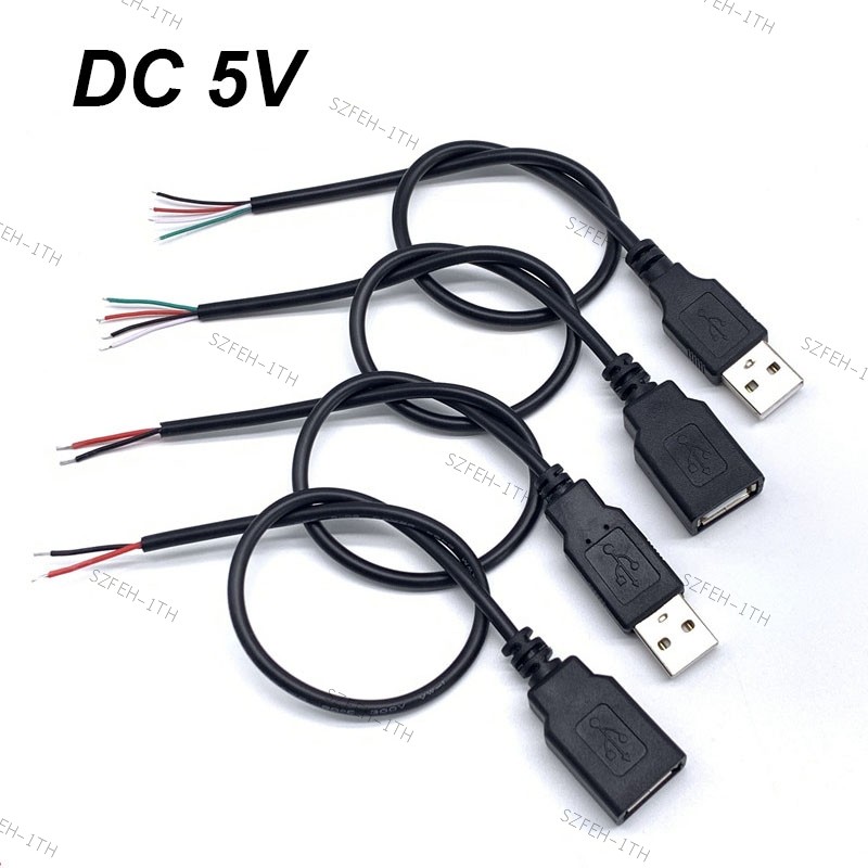 30 ซม.สาย 2 ขา USB 2.0 หญิงชาย 4 พินแจ็คสายไฟชาร์จสายไฟต่อ DIY 5V สาย @ F3TH