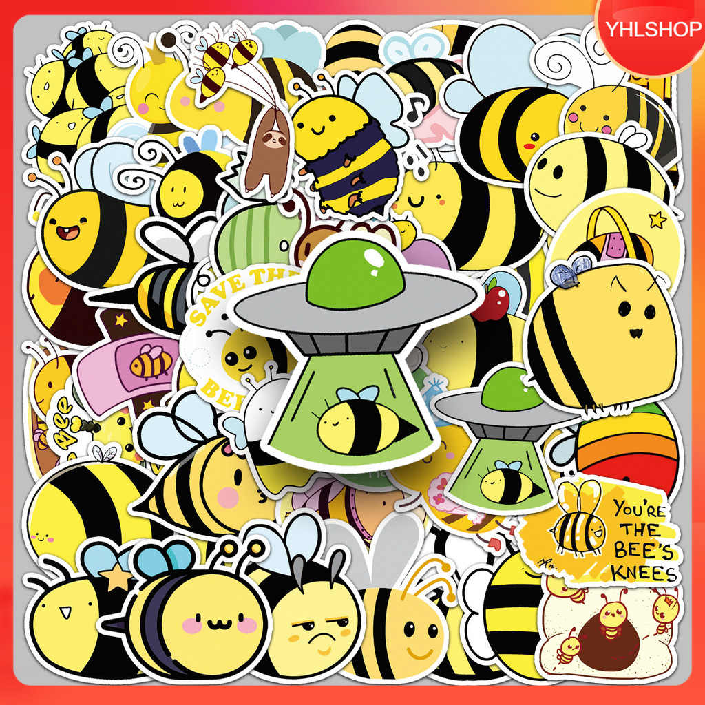 YHL พร้อมส่ง 51ชิ้น สติกเกอร์ การ์ตูน ผึ้งน้อย Honey Bees Cartoon Sticker
