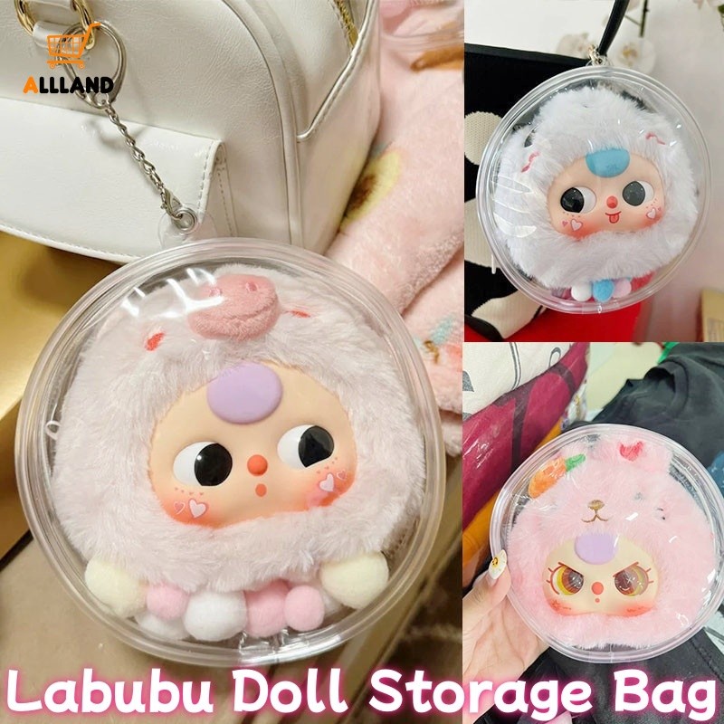Labubu Cotton Doll Clear PVC Protective Bag - Portable Cable Organizer Box Storage Pouch Dustproof Sunproof Rainproof Keychain Bag
