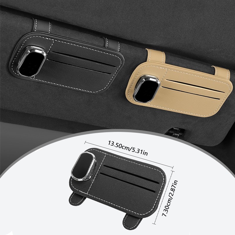Seametal รถแว่นตากันแดดคลิปผู้ถือบัตร Universal Anti-scratch รถ Sun Visor Organizer แบบพกพาผู้ถือแว่นตารถ