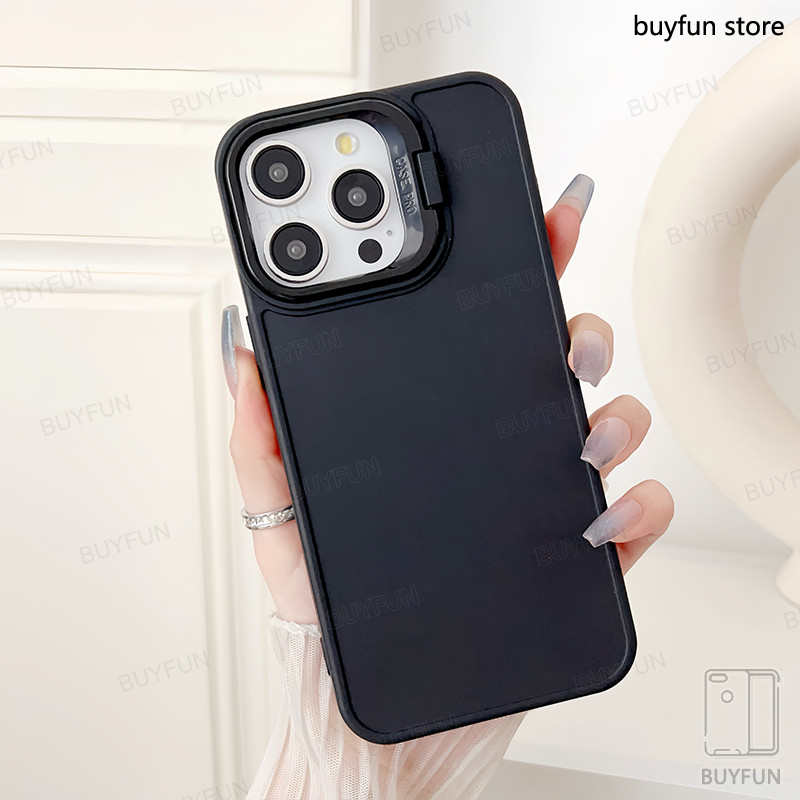 Camera Stand Folding Holder Case For Xiaomi Poco M6 X6 F6 Pro 5G 4G Soft Cover Lens frame Anti-fall Shell