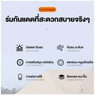 TANYE ร่มกันแดดสนามใหญ่ 2.7M ร่มร้านค้ากันแสงUVขนาดใหญ่ ร่มชายหาด การหมุน ร้านกาแฟ ตลาดนัด