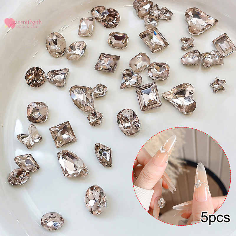 Renbg 5pcs คริสตัลเพชร Pile เจาะเล็บ Rhinestone 3D DIY Stacked เจาะเครื่องประดับ Ch ตกแต่งเล็บ Accessorie TH