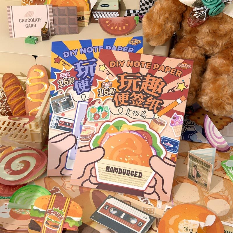 Xinmo Fun Handbook Note Paper จําลองอาหารรูปร่าง DIY Handmade Note น่ารักการ์ตูนคู่มือวัสดุกระดาษ