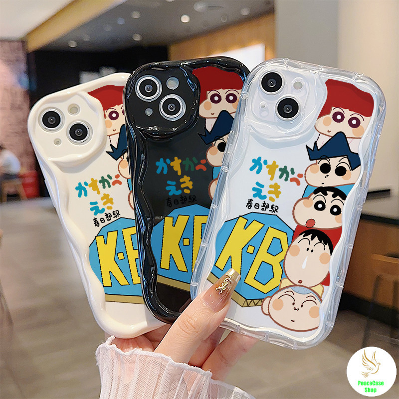 COD-ในไทย เคสคู่รัก เครยอนชินจังน่ารัก กองกำลังป้องกัน Kasuhibe สําหรับiPhone7 8 X 11 12 13 14 15TPU เคสโทรศัพท์สีครีม