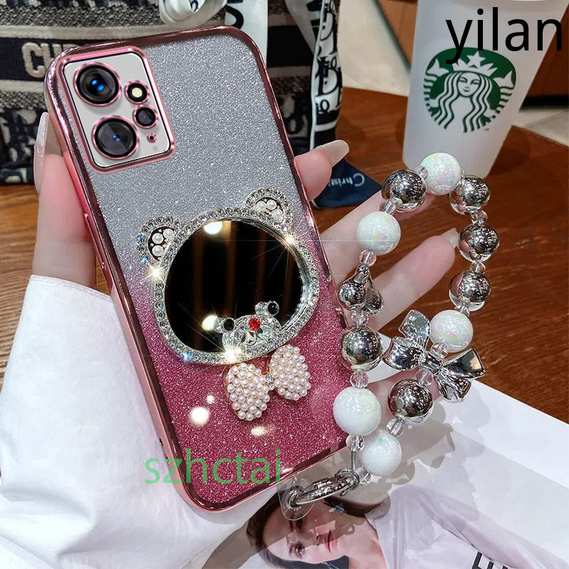 เคสโทรศัพท์ แวววาว Redmi Note 12 4G Note 12 Pro 5G Note 10 Pro Note 11 Pro Note 9 Note 10S กระจกแต่งหน้าหูหมีเพชรหรูหราพร้อมเชือกเส้นเล็ก เคส Redmi Note 12 4G Note 12 Pro 5G Note 10 Pro Note 11 Pro Note 9 Note 10S
