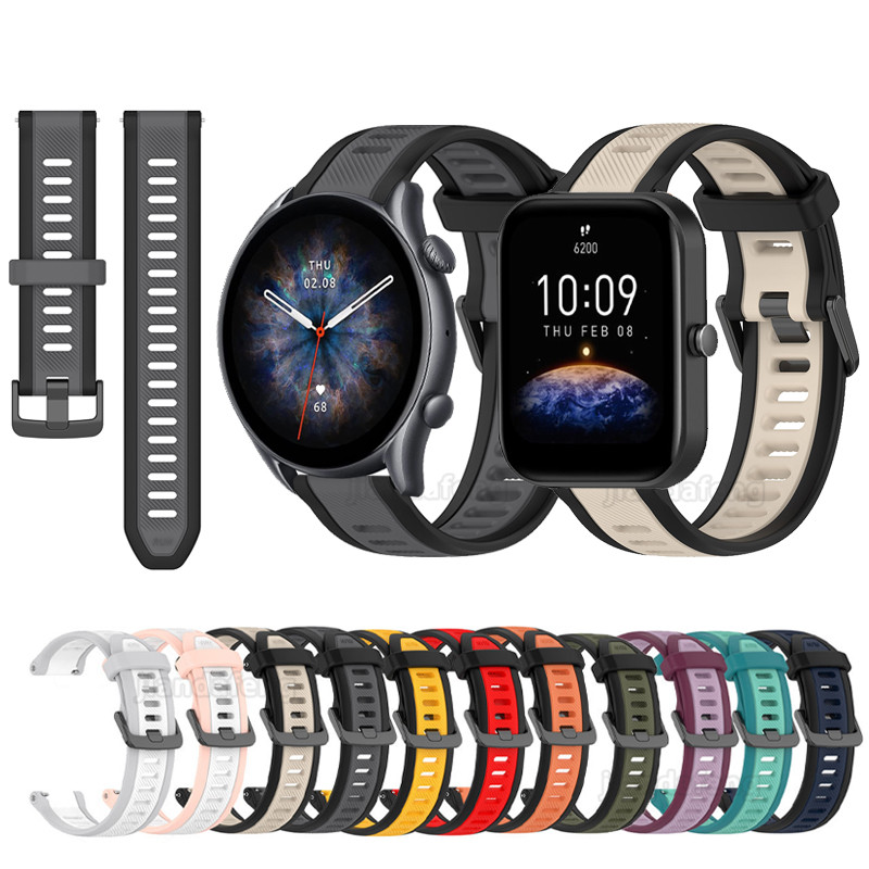 Breathable กีฬาซิลิโคนสําหรับ Huami Amazfit Bip 3 pro GTS 4 Mini Bip5 Bip6 GTR 4 3 pro GTS3 GTS2 GTR2 GTR 47 มม.42 มม.