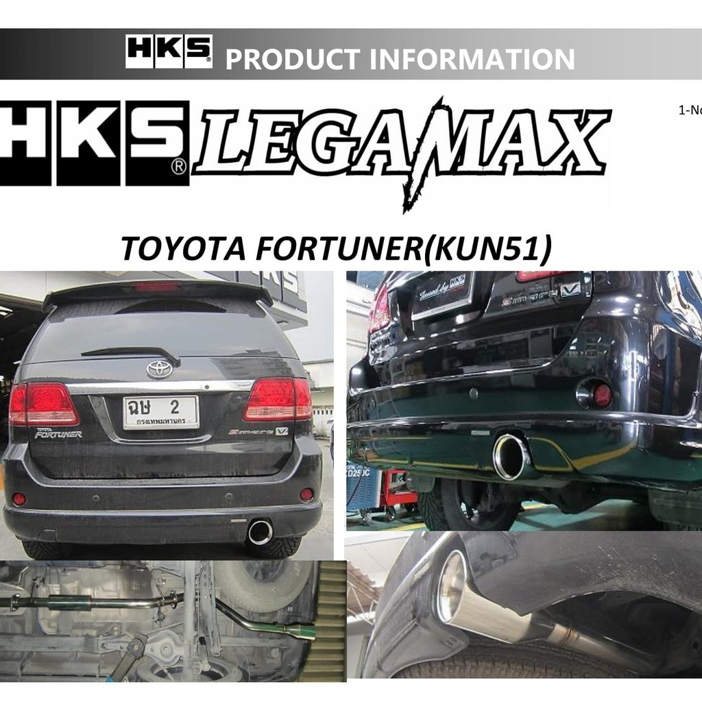 ท่อไอเสีย hks exhaust muffler  ตรงรุ่น toyota fortuner สำหรับเครื่อง 1KD 2KD ท่อ Stanless Steel ไม่เ