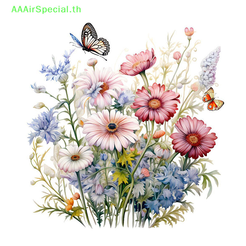Aaairspecial ห้องน้ําดอกไม้สติกเกอร์ Minimalist ดอกไม้รูปแบบ Self-กาว Paings สําหรับห้องน้ํา Living Decor TH