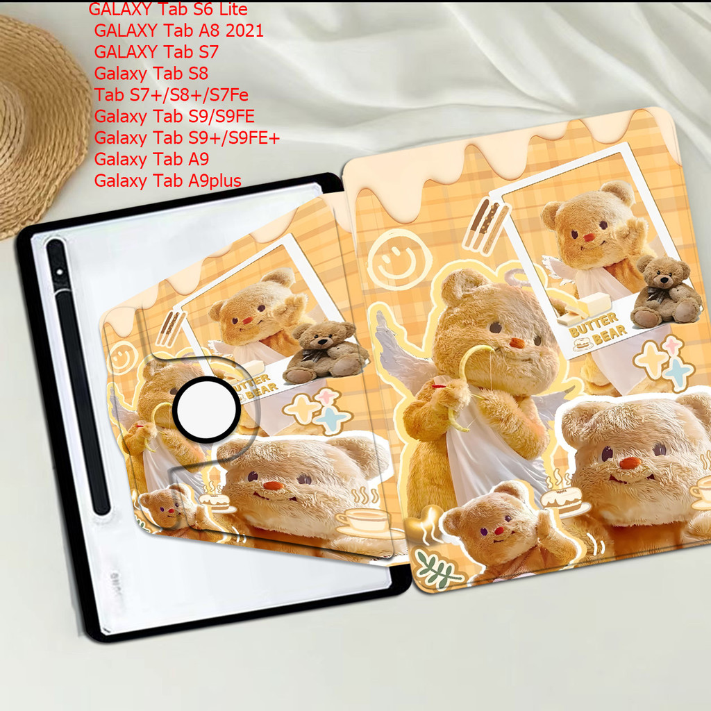 360 องศาหมุนหนังสือที่อยู่Tab S6 Lite S7/S8 S7+/S8+S7 FE เคส Galaxy หลังโปร่งใสS9/S9 FE S9+/S9FE+A7liteA8 A9 A9plus