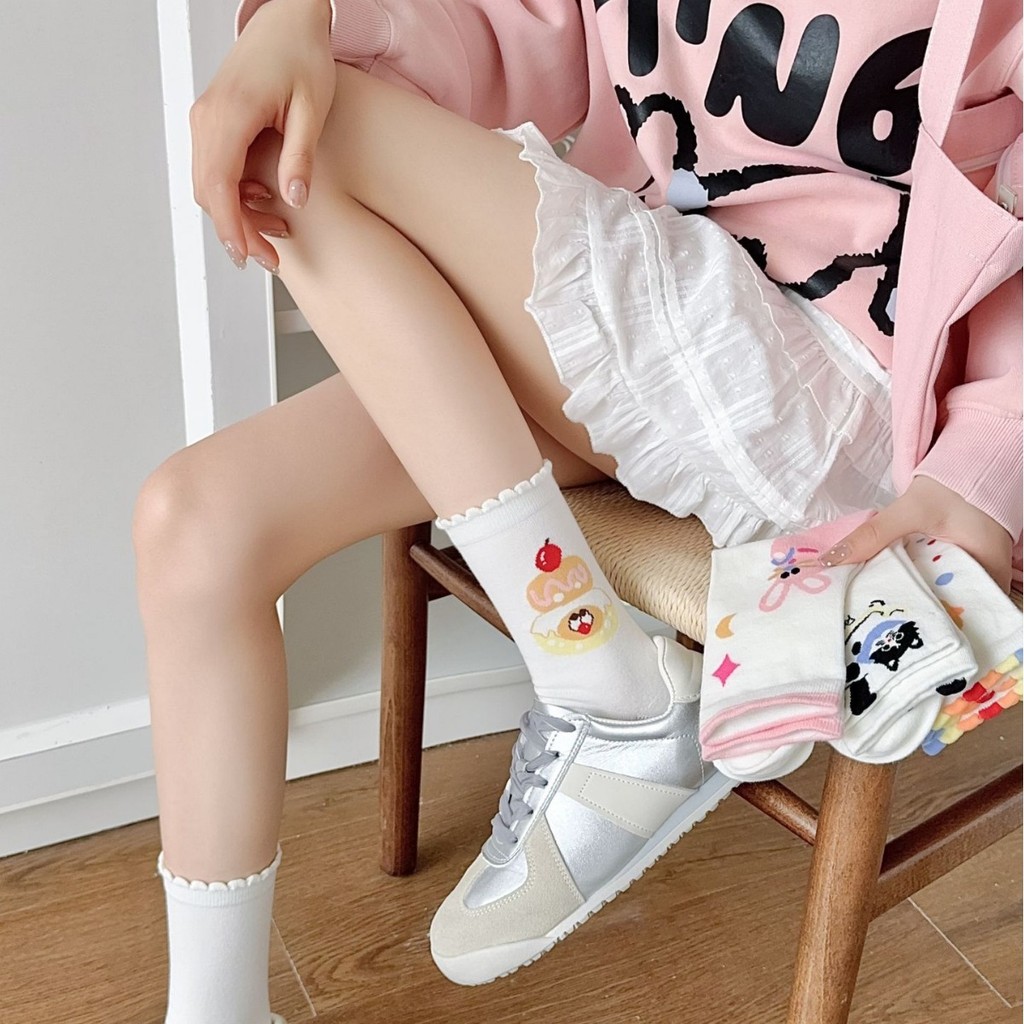 Original Designer สไตล์แมวตลกถุงเท้าการ์ตูนฤดูใบไม้ร่วงฤดูหนาวหวานน่ารัก ins ผ้าฝ้ายหวีถุงเท้าผู้หญิงสไตล์ใหม่