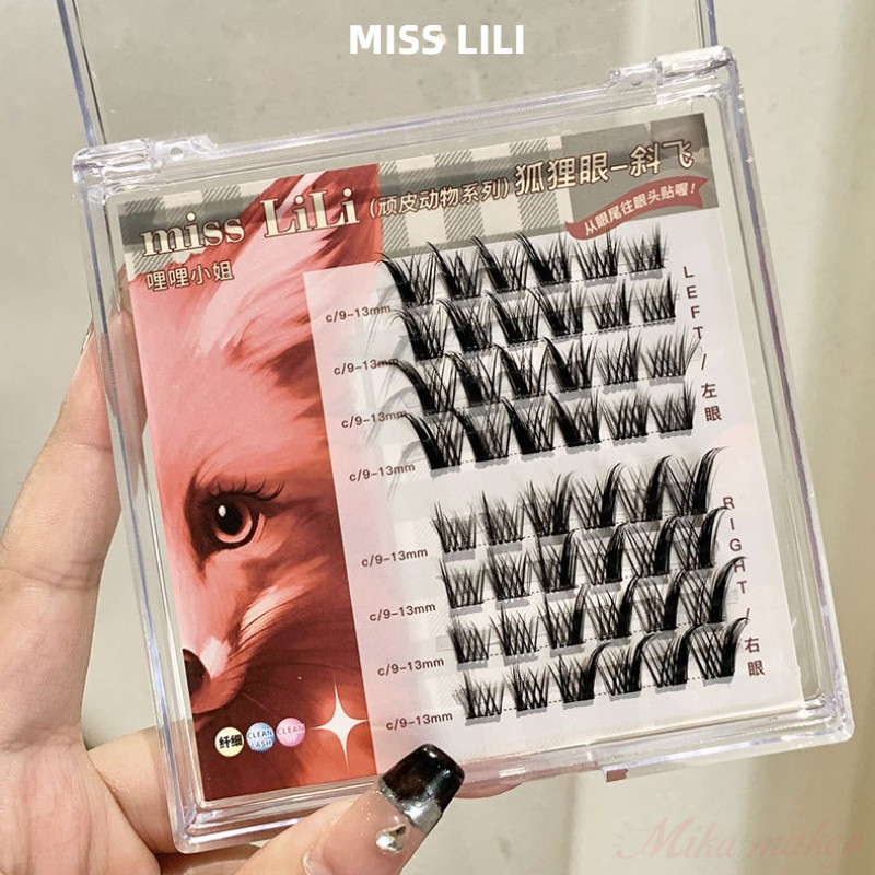 MISS LILI ขนตาปลอม ก้านบาง ตาจิ้งจอกบิน หนาและโค้งงอ