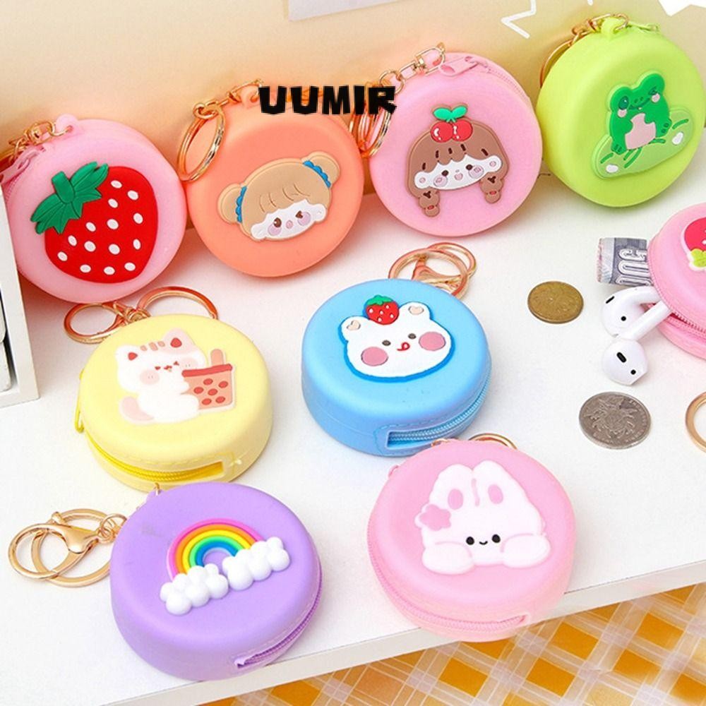 UUMIR กระเป๋าใส่เหรียญสัตว์,ซิลิโคนการ์ตูนซิลิโคนเหรียญกระเป๋าทรงกลมพวงกุญแจกระเป๋าจี้ถุงเก็บของกระจุกกระจิกผู้หญิง