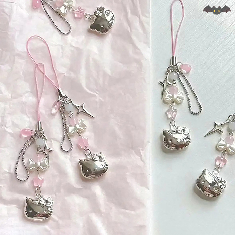 [PE] Kawaii ลูกแมวหวานโทรศัพท์มือถือเชือกโซ่อะนิเมะเครื่องประดับทําด้วยมือลูกปัด Strand Dangle จี้ DIY เครื่องประดับอุปกรณ์เสริมของเล่น TH