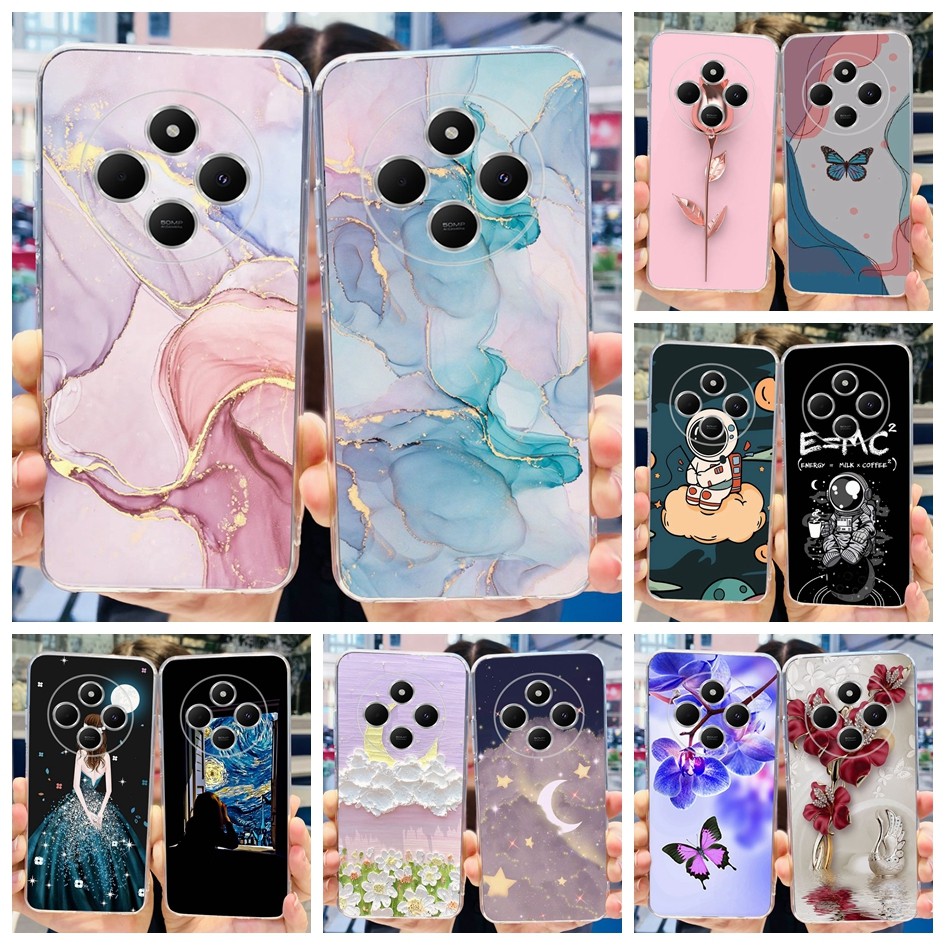 สําหรับฝาครอบ Xiaomi Poco C75 เคสโทรศัพท์ยอดนิยม Marble นักบินอวกาศซิลิโคนใสป้องกันสําหรับ Poco C75 4G 2025 C 75 กรณี