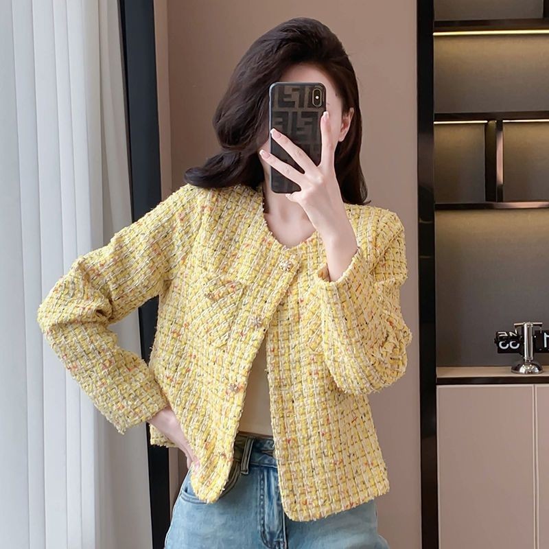 2024 ดอกไม้หรูหราเบาใหม่ทอเสื้อโค้ทหอมเล็ก ๆ น้อย ๆ ผู้หญิงฤดูใบไม้ร่วงและฤดูหนาวบางสบาย ๆ เสื้อสั้น