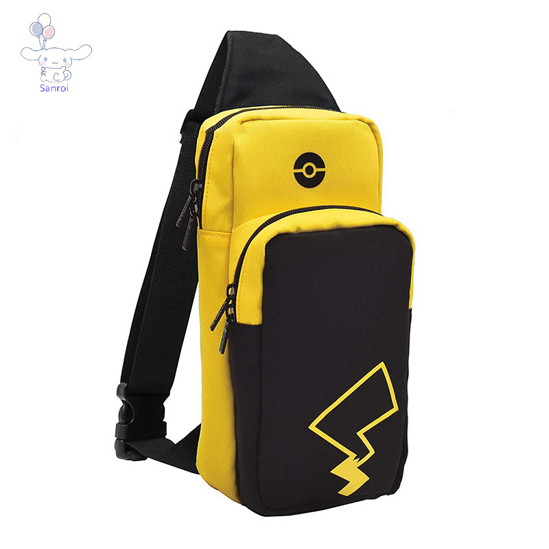 [San] 1 ชิ้นอะนิเมะ Pokemon Pikachu Switch Lite กระเป๋าคาดหน้าอกกระเป๋าสะพายข้างกระเป๋าเก็บสวิตช์ POP