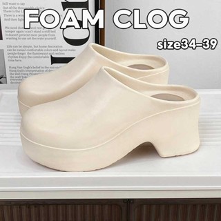 เทรนด์ใหม่ 8 ซม.สูง Foam Clog wedge หนา Mule platform Mule ร…