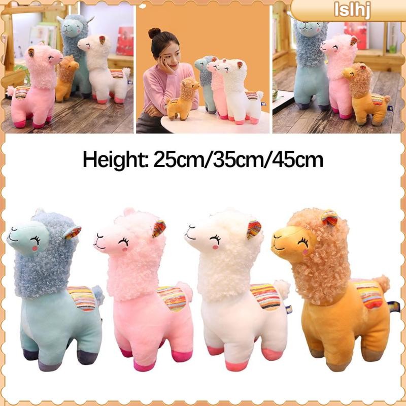 [Lslhj] ของเล่นอัลปาก้าน่ารักตุ๊กตาสัตว์ลามะสําหรับห้องนอนตกแต่งสํานักงานของขวัญปีใหม่สําหรับเด็กผู้หญิง