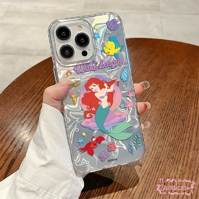 นางเงือกผมแดงที่สวยงาม ปลาดาวน่ารัก ระลอกคลื่นควา เคสIPhone 11 13 12 14 15 Pro Max 7 8 15 Plus 7Plus XS XR X Max SE 2022