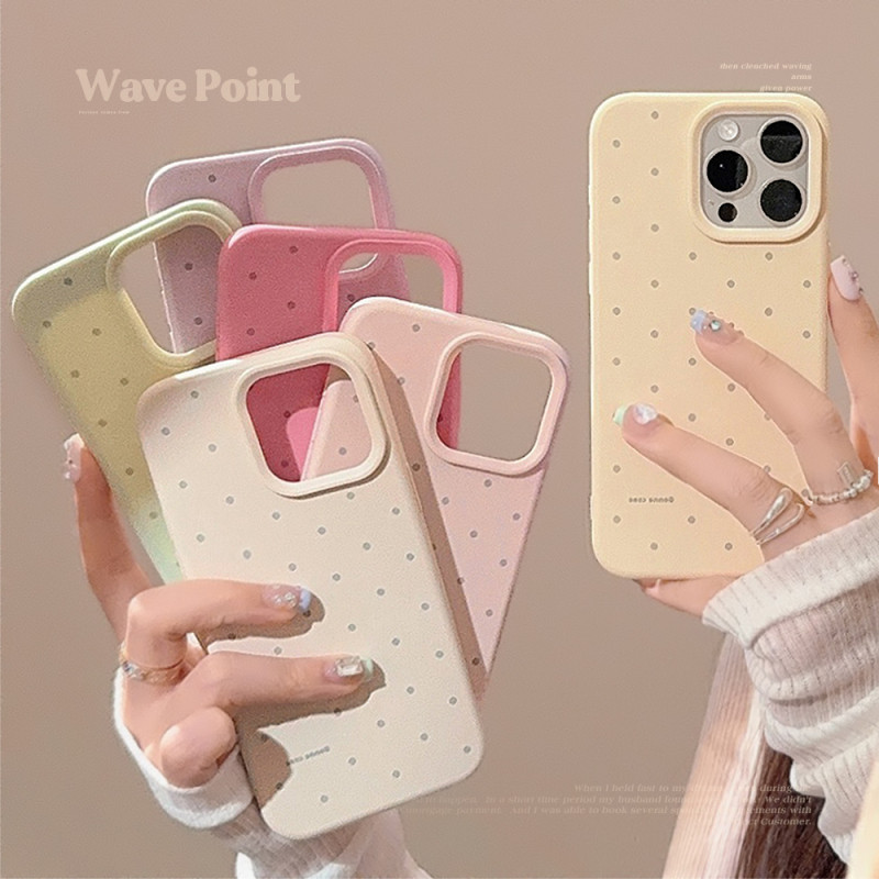 จุดคลื่นแบบเต็มหน้าจอ เคสไอโฟน 13 15 16 เคส เคสไอโฟน 16 pro max 15 pro max 14 pro max 16 pro iPhone 12 13 pro max 14 12 pro max 15pro case 13 pro 14 pro 12 pro เคสโทรศัพท์ กันกระแทก สีมาการอง